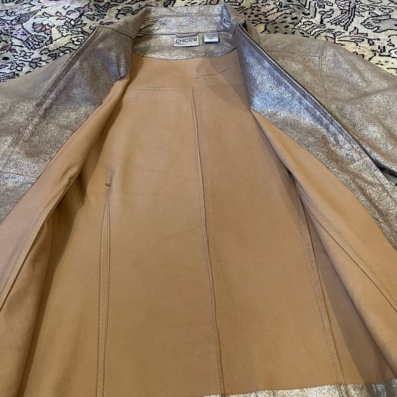 Chico's 100% Leather Foil Jacket Size M - Picture 6 of 8